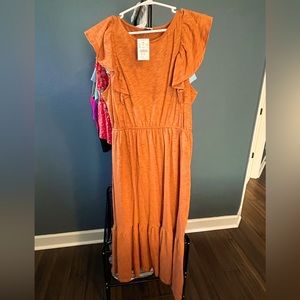 JCrew factory ruffle sleeve midi dress